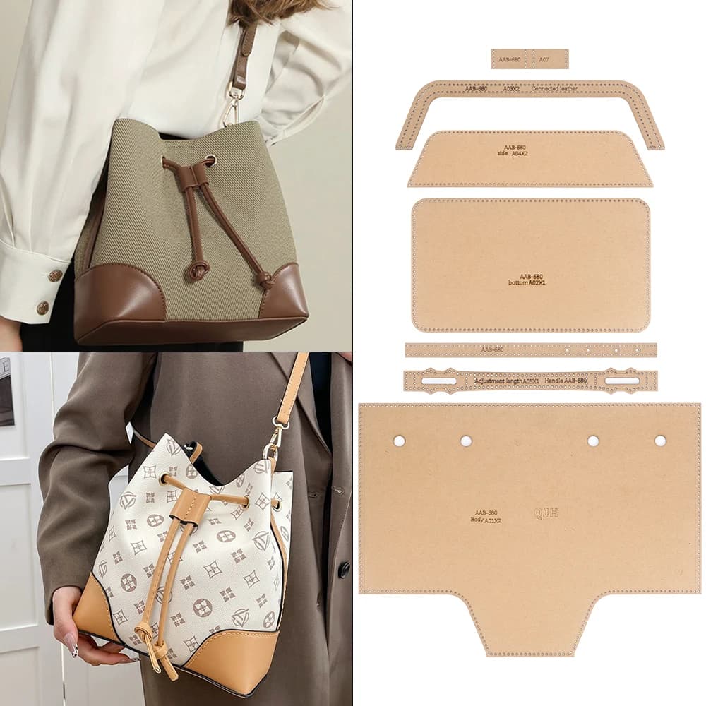 DIY Sewing Kraft Paper Template with Punching Holes, Paper Patterns of Hand Quilting Leather Fashion Shoulder Bag