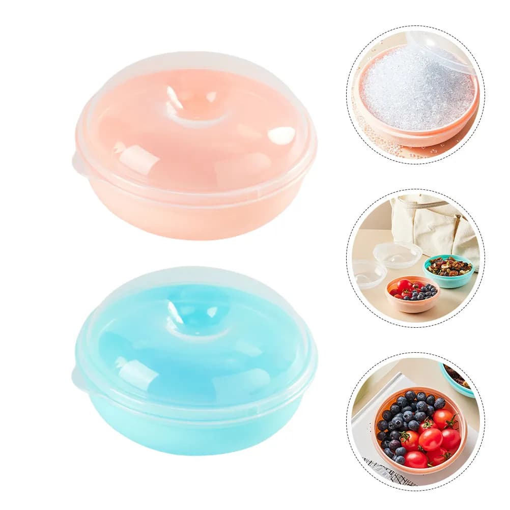 2 contenitori portatili ermetici per pane, rotondi, trasparenti, per bagel, ciambelle, frutta, organizer da cucina, contenitori per alimenti freschi