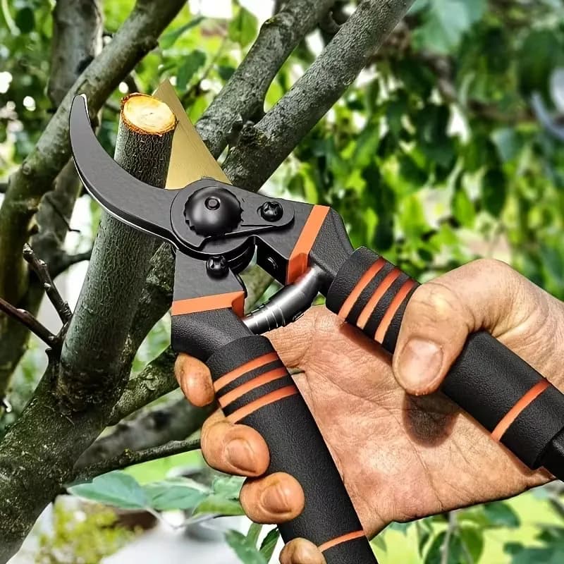 1 paio di forbici da potatura in acciaio SK5 spesso con impugnatura morbida antiscivolo in spugna, forbici da giardinaggio ultra affilate e resistenti