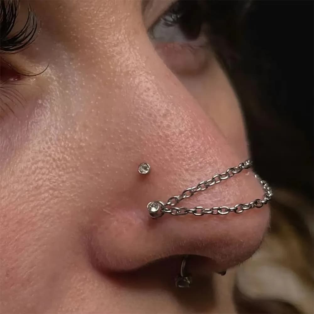 Titanium Nose Chain Three Layer Chain 25-50mm Labret Chain DIY Double Chain Piercing Earring Piercing Ear Nose Jewelry