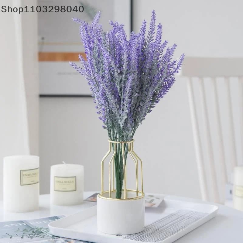 Pianta di lavanda artificiale in vaso di plastica – Decorazione per casa, feste, matrimoni, regalo fai da te