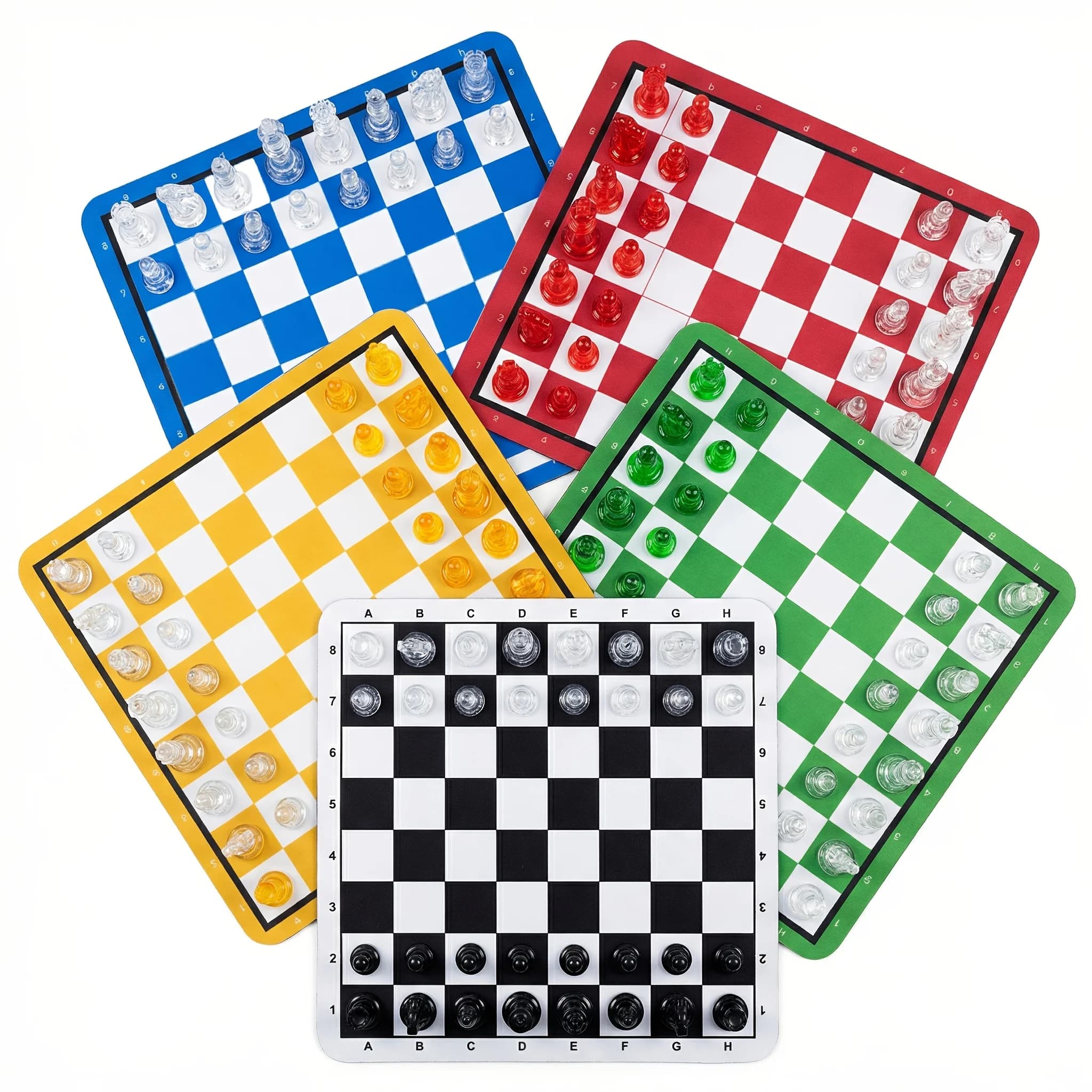 Chess set Includes One Chessboard And 32 Chess Pieces (Chessboard Size 24.0cm, King Height 5.0cm) Thickened Rubber Material