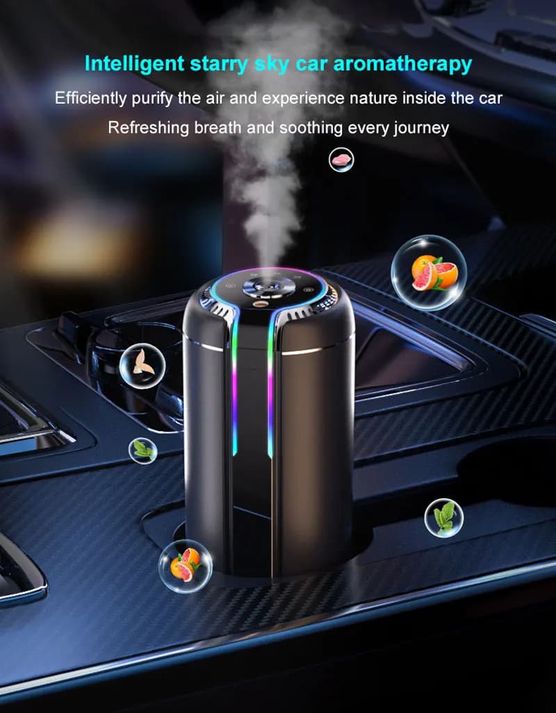 Diffusore di Aromi LED Stellato 50ml, Deodorante per Auto con Luce Ambientale Colorata, Olio Profumato per Aromatizzare il Veicolo