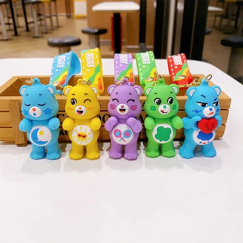 Keychain with animated cardboard bear, set of dolls, fashionable, for couples, decorative pendant for backpack, exquisite keychain for car