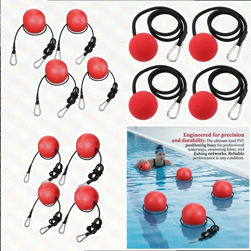 Elastic Rope Buoy Water Ski Rope Buoy For Marine Fishing 75g Lightweight Design Stainless Steel Buttons 10CM Round Ball