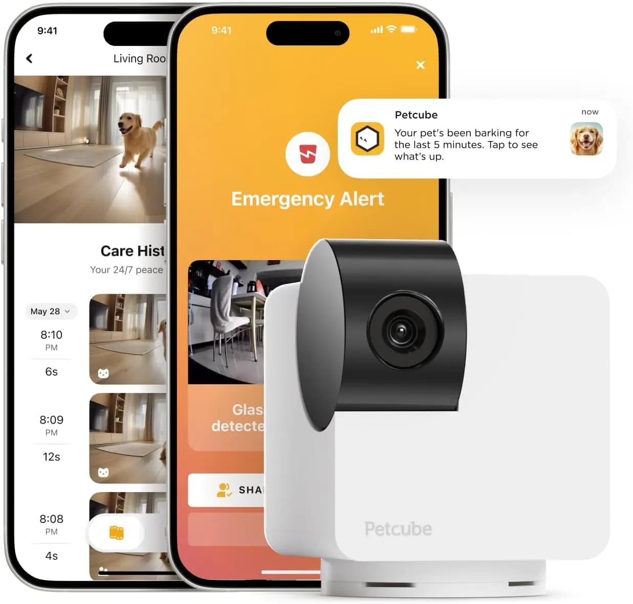 Telecamera Interattiva WiFi per Animali Domestici con Visione a 360 Gradi ° Visione Notturna, Video HD e Avvisi AI per la Sicurezza Domestica