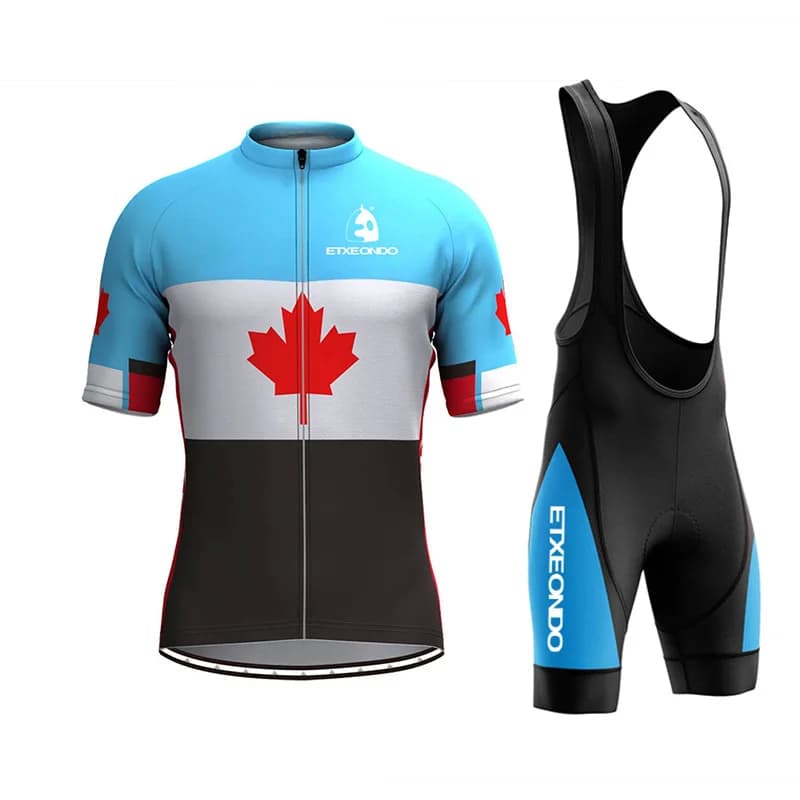 Abbigliamento da ciclismo Etxeondo, set di maglie da ciclismo traspiranti a maniche corte da uomo, set di pantaloncini con bretelle e imbottitura per sedile