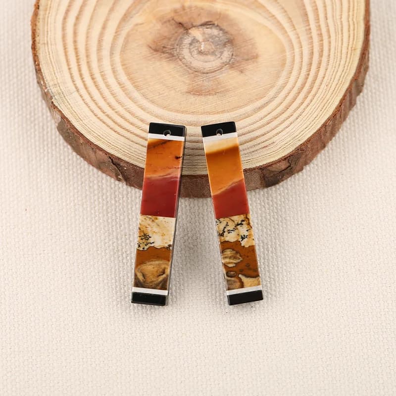 B&F Immagine naturale di pietra e giada bianca ossidiana Mookite Jasper combinazione di perline per orecchini intarsiate, orecchini alla moda