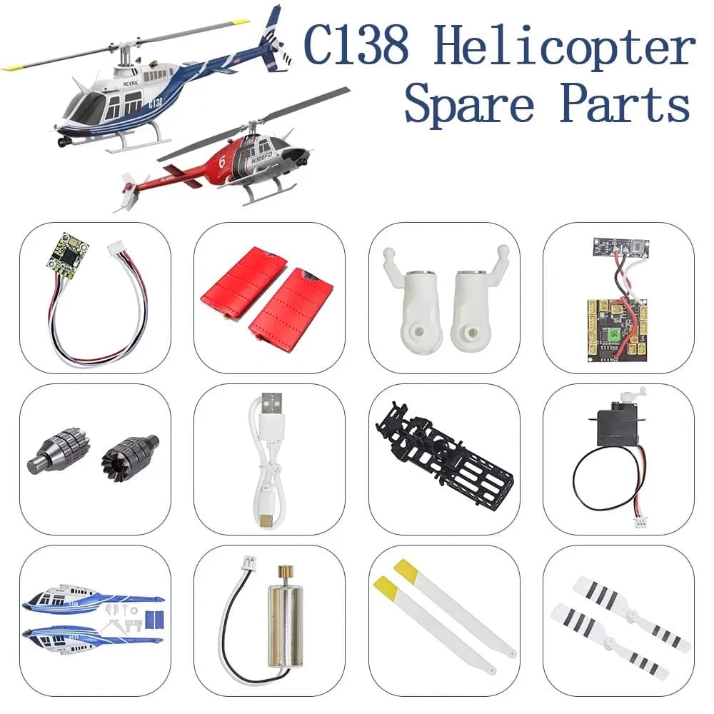 RC ERA C138 BELL 206 Accessori per elicotteri RC Custodia completa Elica Telecomando Rotore di coda Motore Rotore Morsetto Cuscinetto