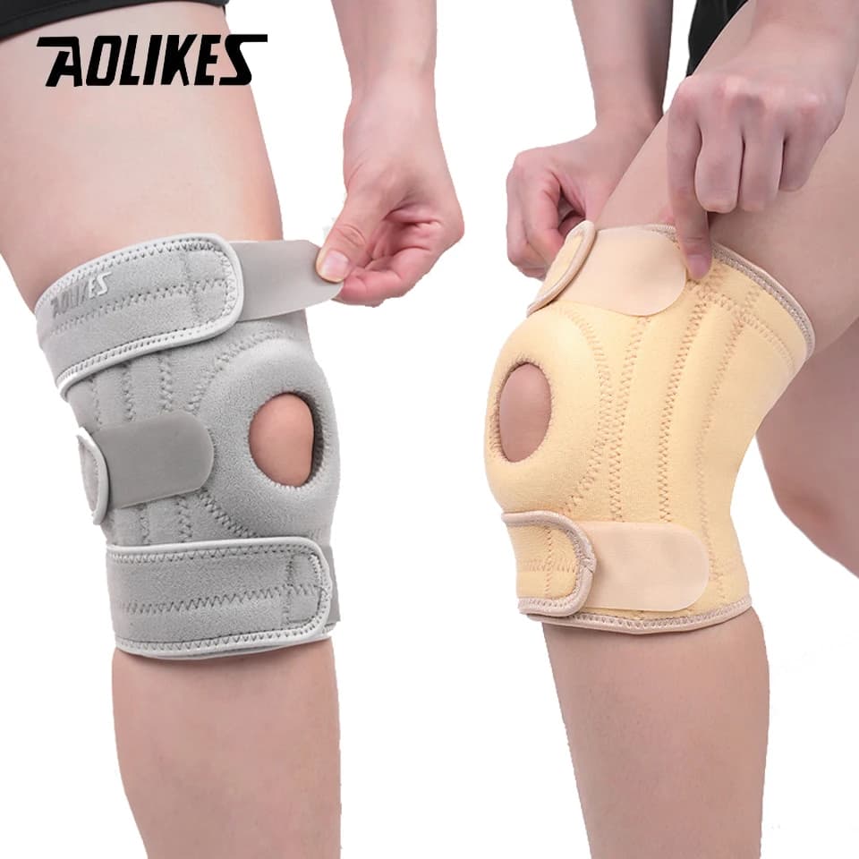 AOLIKES 1 pezzo di ginocchiera con stabilizzatori laterali, supporto per ginocchio regolabile traspirante, adatto per allenamento sportivo e dolore al ginocchio