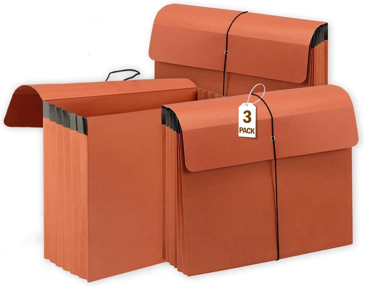 Set di 3 Cartelle Espandibili Resistenti con Chiusura a Cordoncino Elastico per Ufficio, Scuola, Organizzazione Domestica
