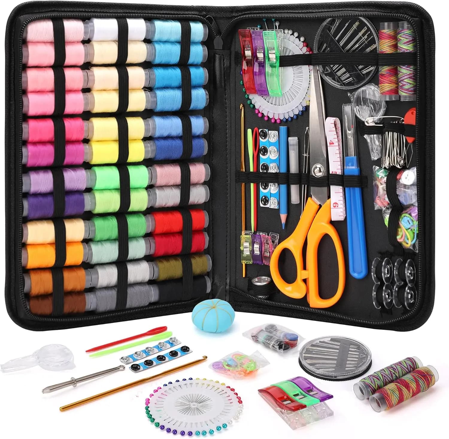 Kit da cucito completo per principianti, adulti, bambini: include forbici, filo, metro a nastro e aghi