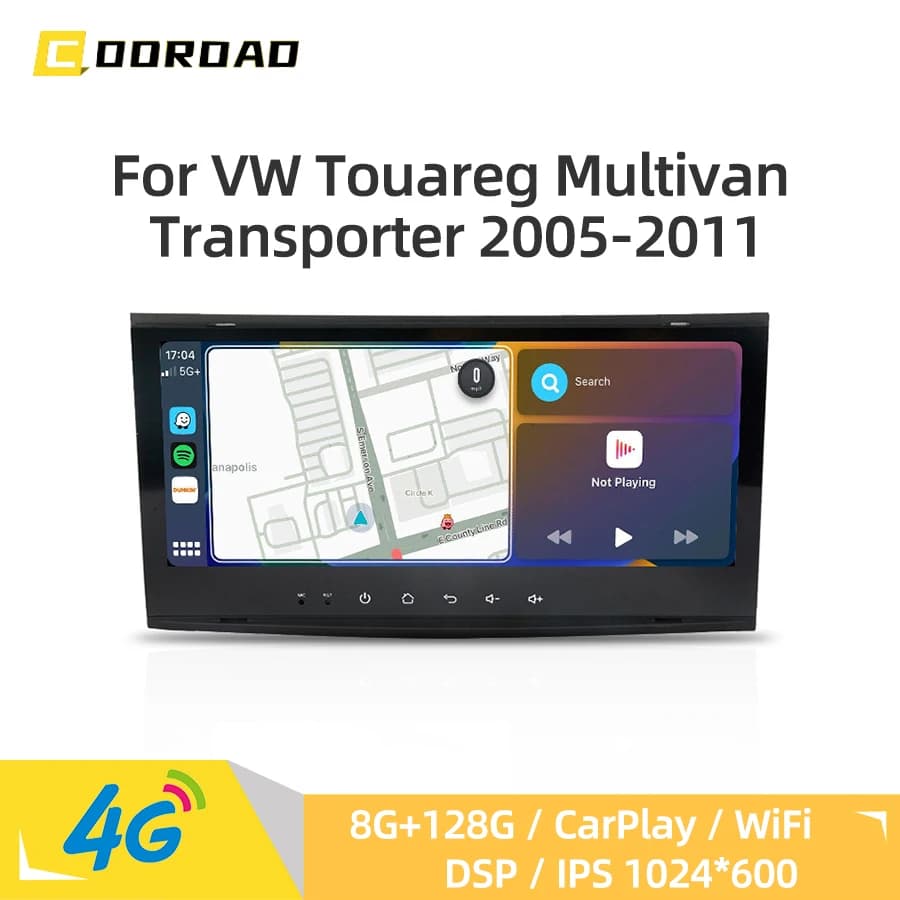 Android 14.0 Per Volkswagen Touareg Multivan Transporter 2005-2011 Navigazione GPS 4G WiFi DSP Autoradio Lettore Video Multimediale