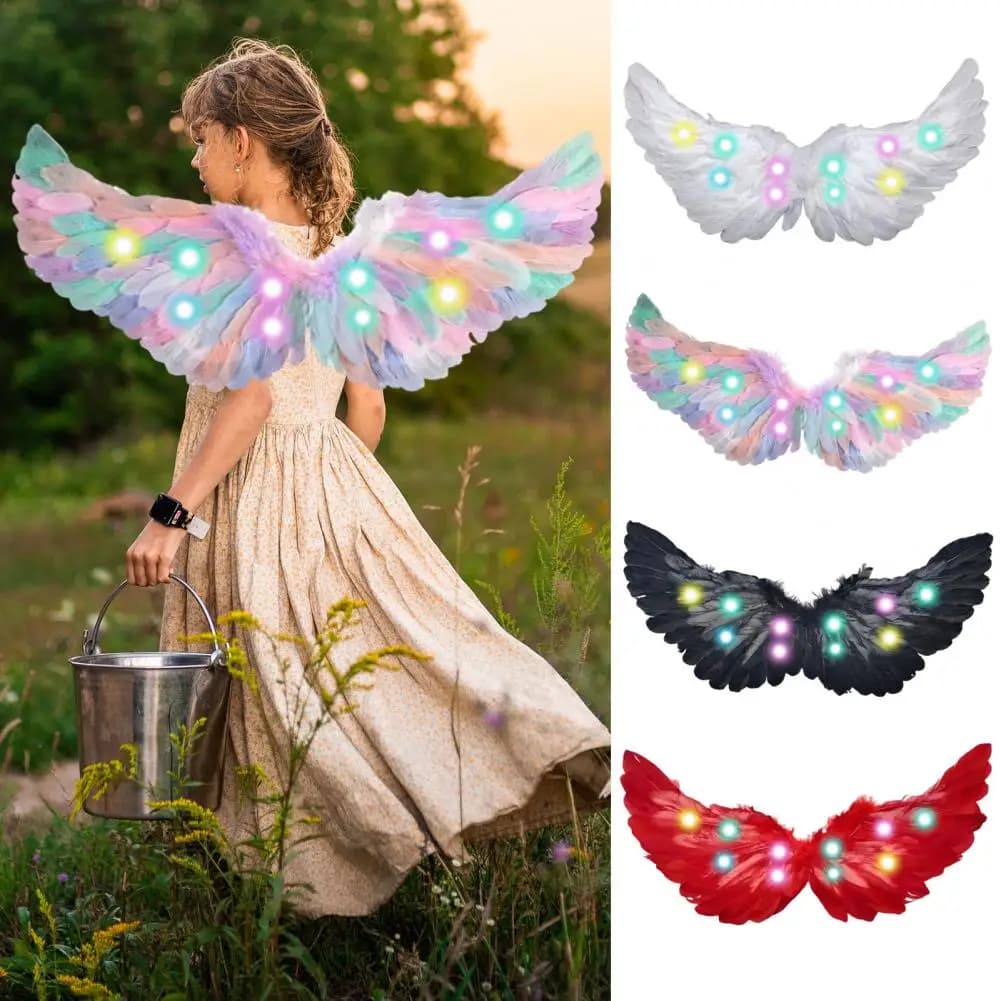 Costume con ali d'angelo Ali d'angelo di Halloween Ala d'angelo a led Illumina le ali di fata per bambini Ragazze Donne Cosplay di Halloween per le donne