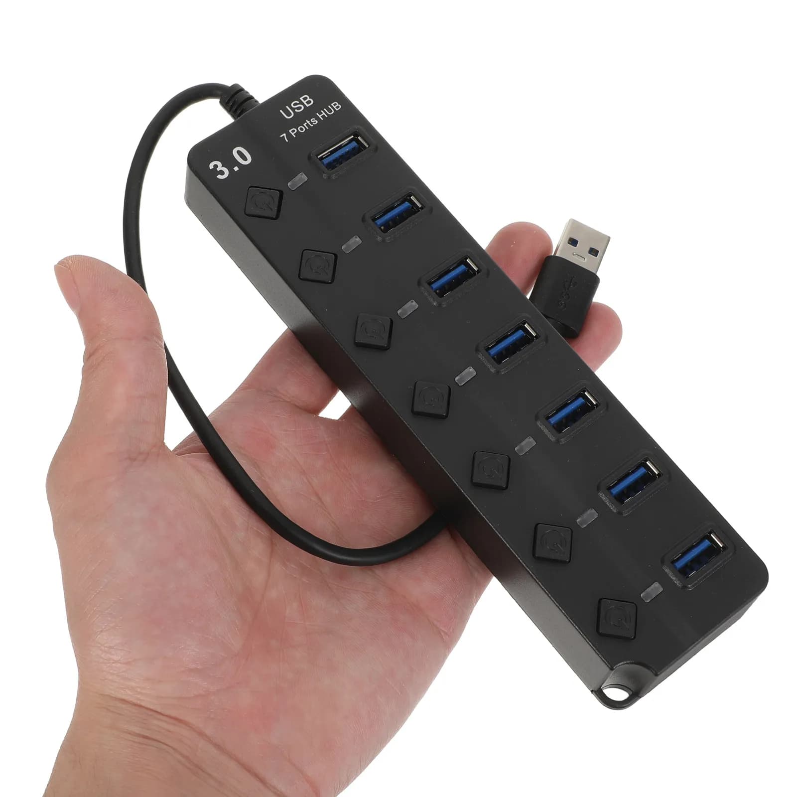 7 Port USB 3.0 Hub with LED Power Light Thickened Copper Cable Plug and Play USB Splitter for Laptop Desktop 5Gbps