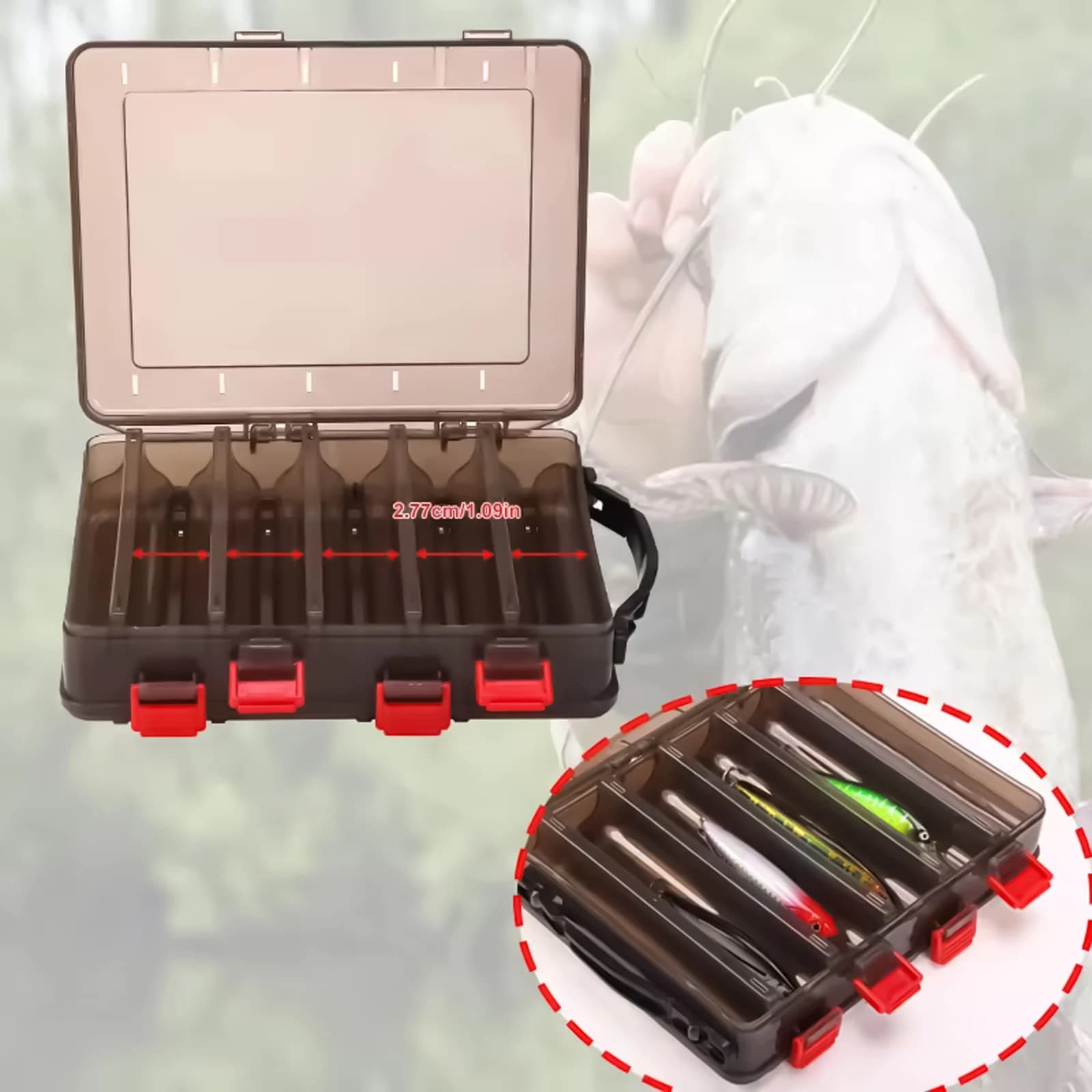 Double Side Fishing Board Box, ABS Plastic Transparent Organizer with Handle for Bass, Trout, Salt Water and Sweet