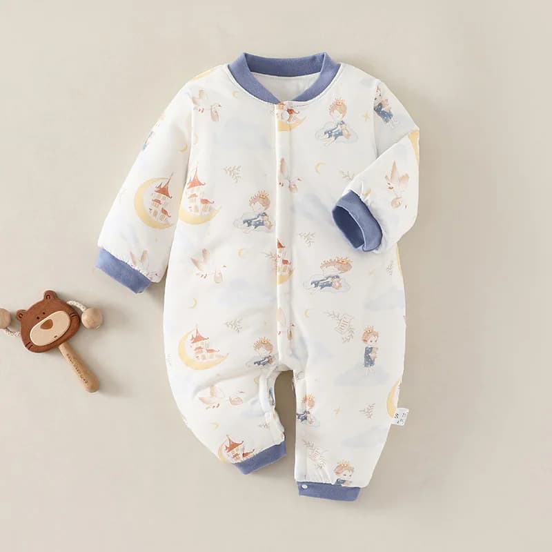 Somenie Baby Onesie Winter Padded Thickened Warm Bodysuit Cute Printed Boys Girls Pajamas Newborn Soft And Comfortable Jumpsuit