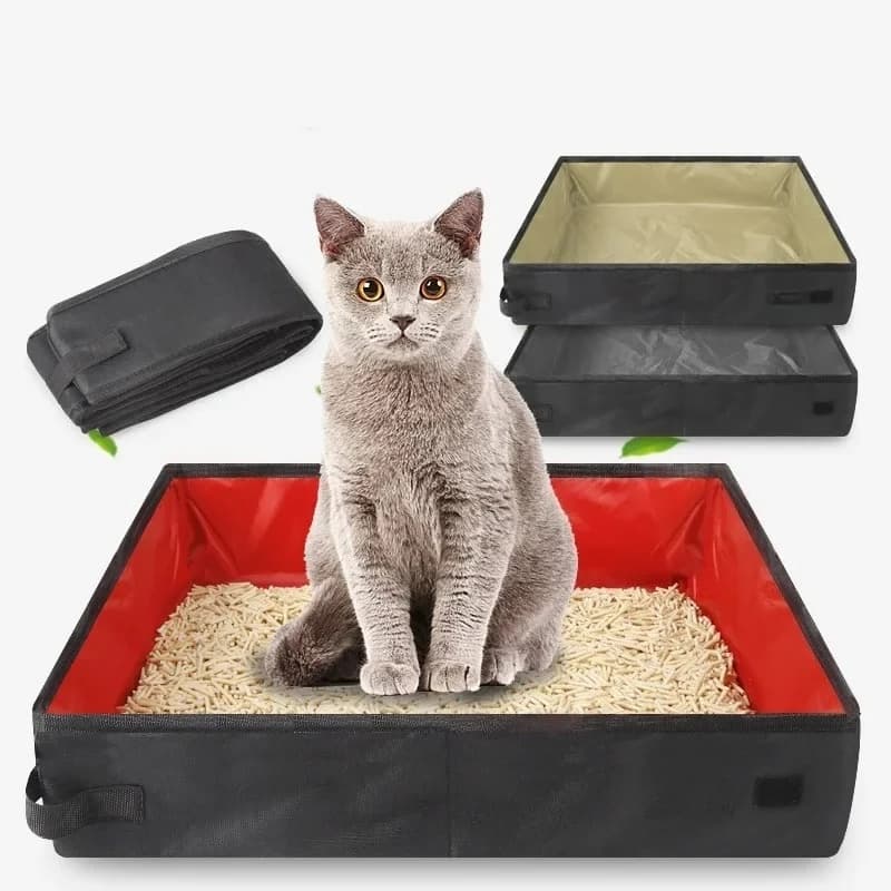 Lettiera per Gatti Pieghevole Portatile Impermeabile, Vassoio Toilette per Animali Domestici da Viaggio, Toilette Pieghevole per Esterni