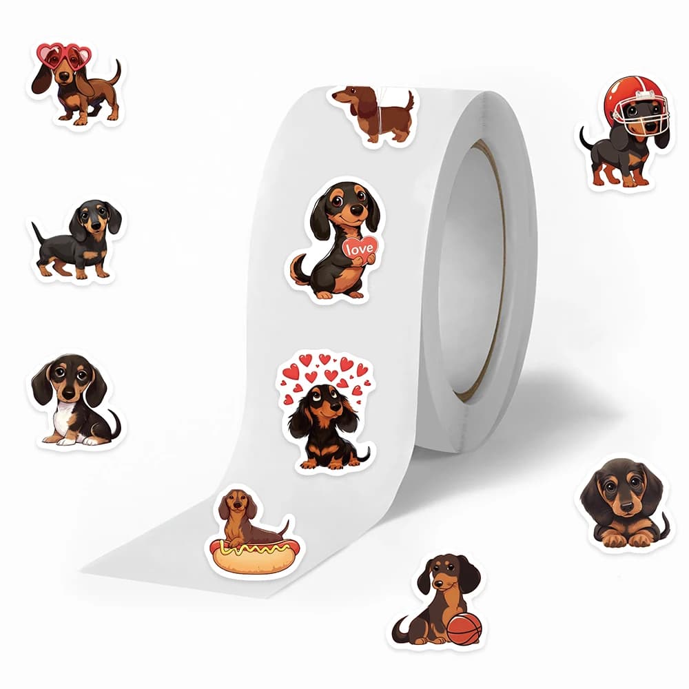 500 Pezzi Adesivi Decorativi a Forma di Cane Salame, Impermeabili, per Laptop, Scrapbook, Skateboard, Valigie, Fai-da-Te