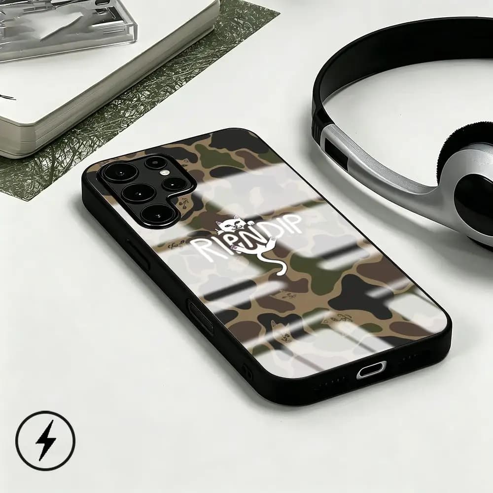 Cute Cat-R-RIPNDIPes Phone Case For Samsung S26 S25 S24 S23 S22 S21 S20 Plus Ultra Note20 Glass Magnetic Case