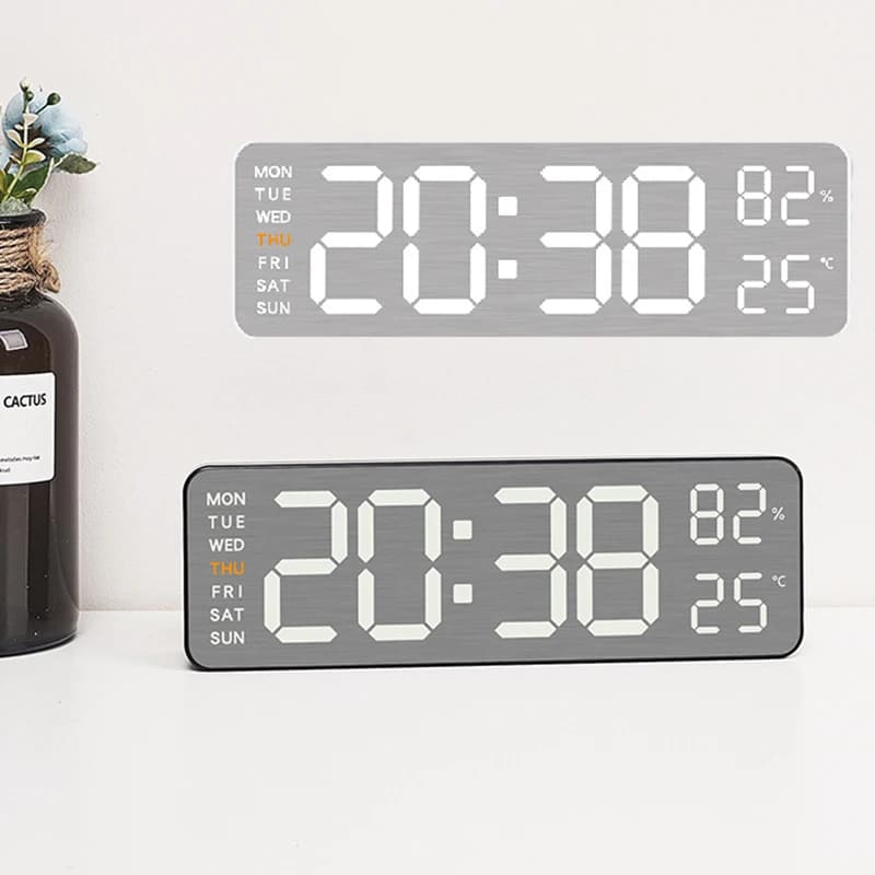 Hanging Indoor Temperature/humidity Meter Multifunctional Table Alarm Clock Electronic LED Display Time 12/24H Home Decor