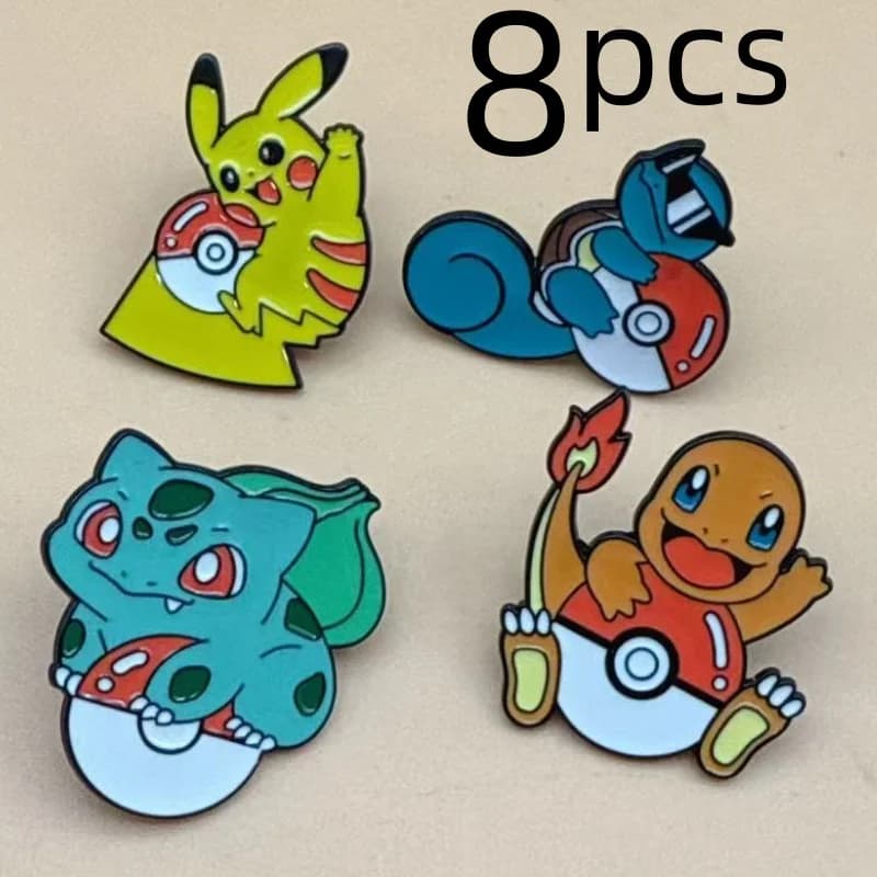 Set di 8 Spille Smaltate Anime, Distintivi da Bavero, Spille per Camicia in Denim, Gioielli a Tema Cartoni Animati dell'Infanzia, Regalo per Amici