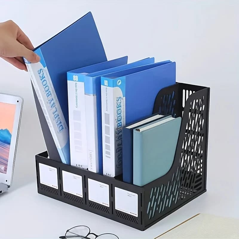 1pc 12.6*10*10.43in Addensato File Rack Cestino Multi-Strato a Quattro Bar File Frame A4 Libro Stand Cartella Scatola di Immagazzinaggio forniture per ufficio