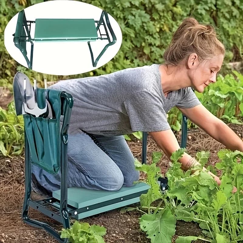 Cuscino per Giardinaggio con 3 Tasche, Antiscivolo, Resistente e Lavabile, Sedile Portatile Ideale per Piantare All'Interno e All'Esterno