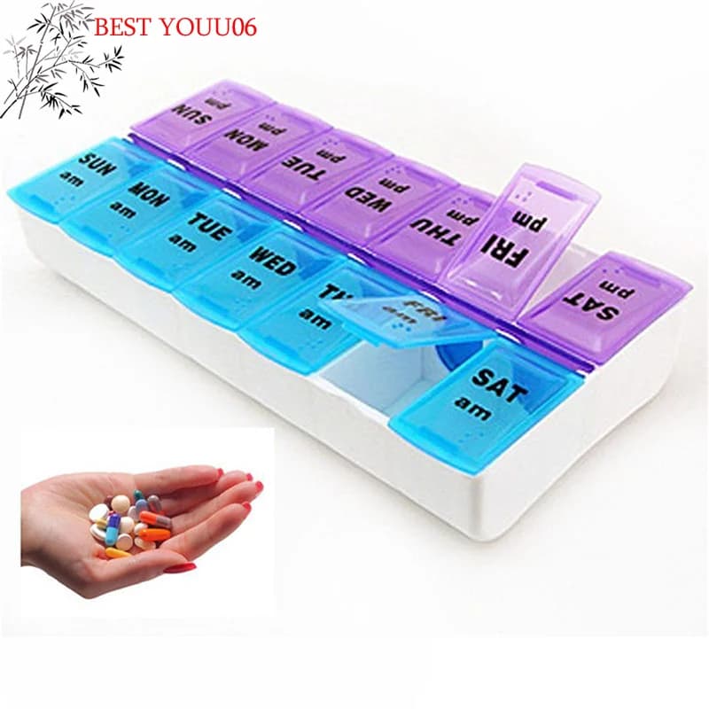 Weekly pills 7 Days, Organizing container for medicines, Pill box with spare parts