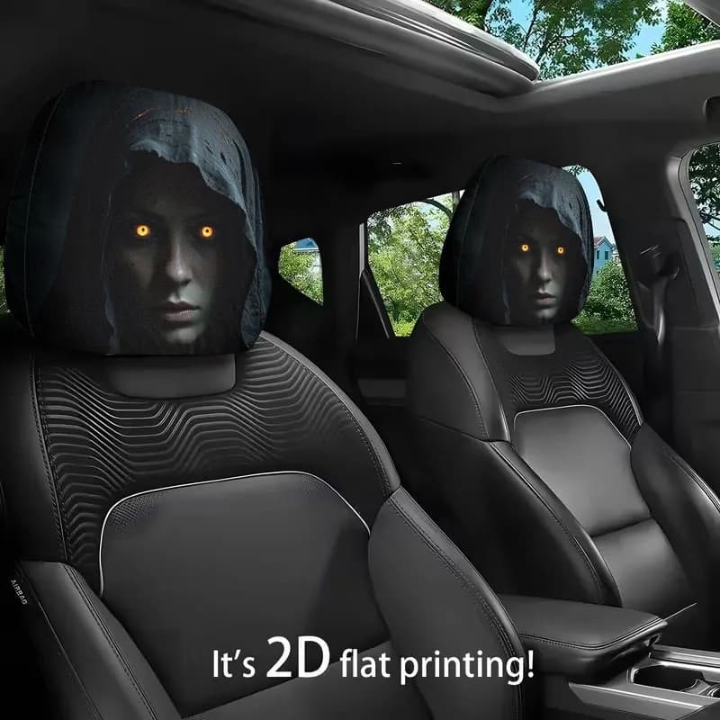 2pcs Car Headrest Covers with 2D Flat Printing—Stylish Seat Accessories and Protective Covers, Unfilled