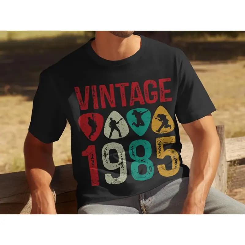 40th Birthday Men's Tee Vintage Born In 1985 Guitar Pick Style 40 Years Young