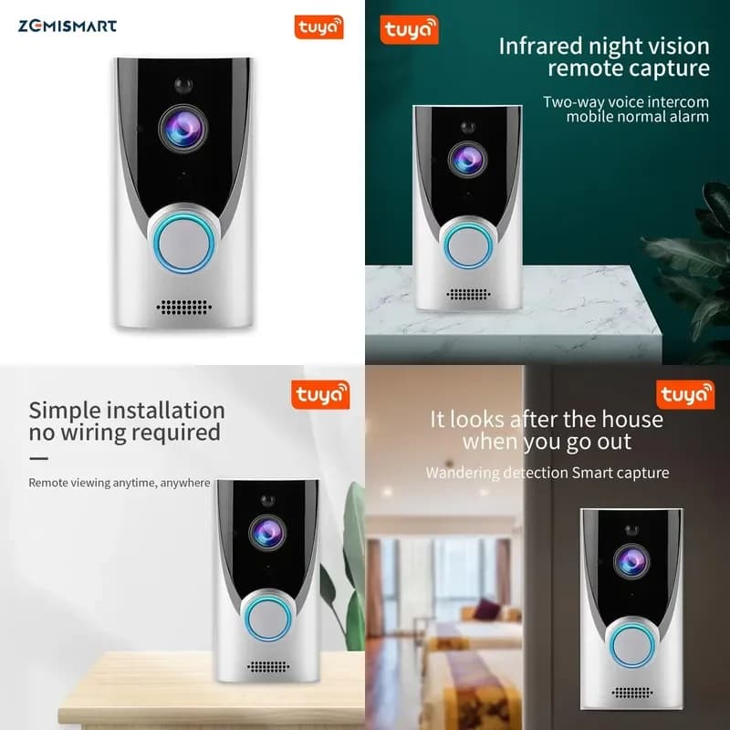 Zemismart WiFi 1080P Smart Video Doorbell Home Wireless Video Night Vision Battery Installed Remote Recording