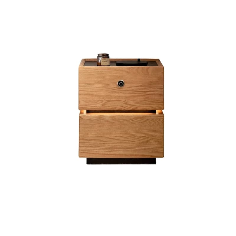 Comodino sospeso in legno massello, armadietto smart lock per camera da letto, mobiletto laterale in stile antico, stile legno naturale