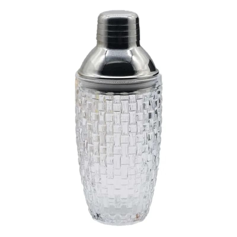 Clear Glass Cocktail Shaker with Stainless Steel Lid, Leakproof Martini Shaker, Bar Tool for Home, Party, Restaurant