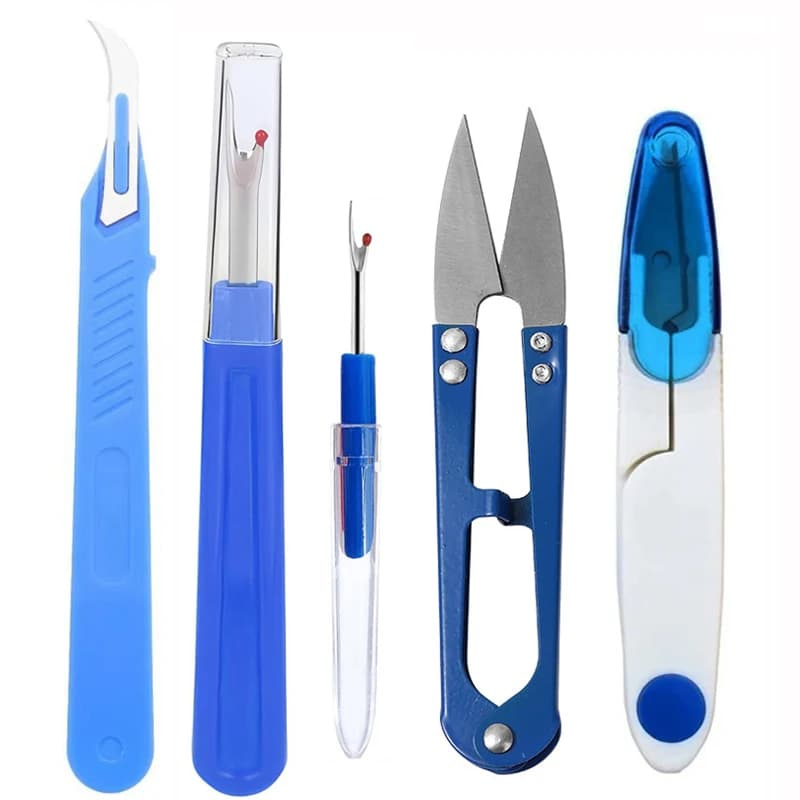 5Pcs Blue Sewing Ripper Kit with Thread Ripper Seam Ripper and Scissors for Removing Stitches