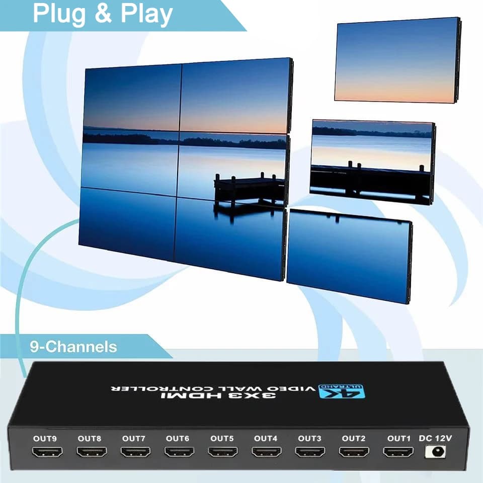 Video wall controller HDMI 4K 3x3 1080p DVI 1X2 1X4 1X3 2x2 2x3 2x4 Multi-screen junction video processor 9 TV units Splicer Box