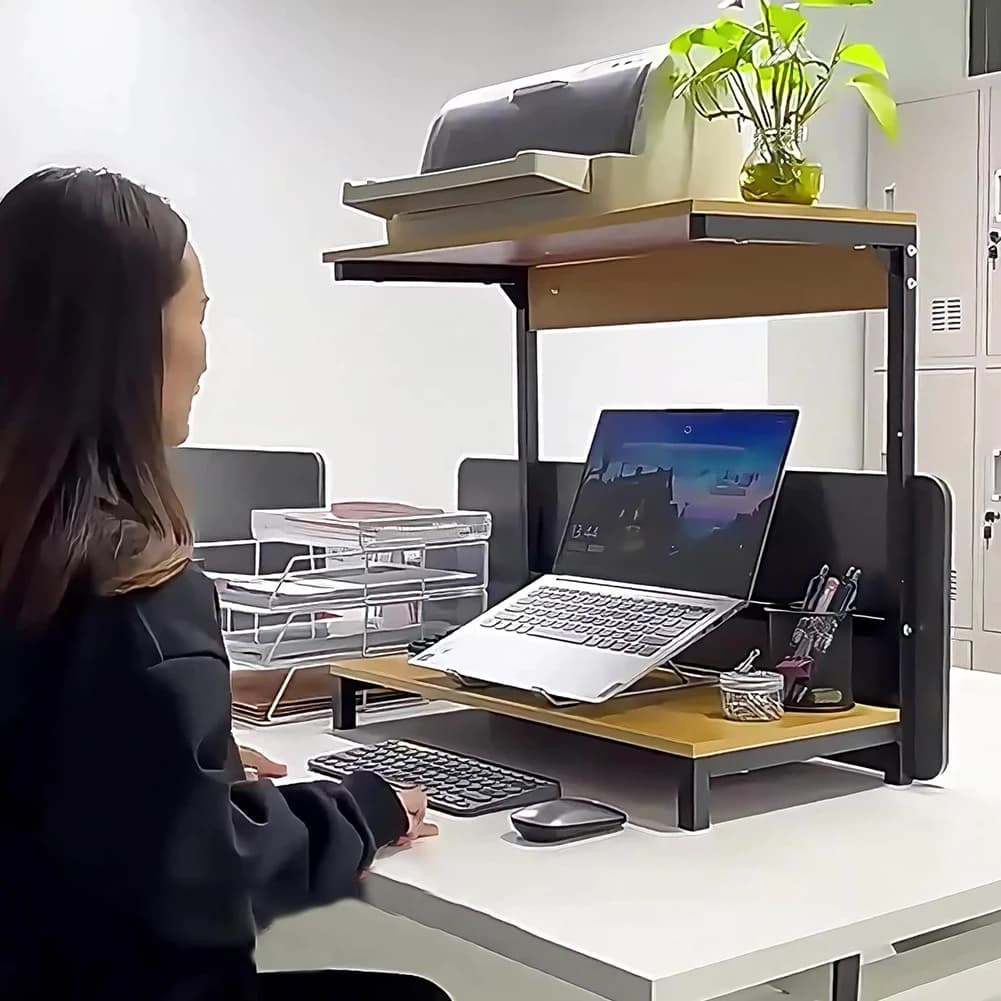 2-Tier Computer Monitor Riser Printer Stand Monitor Desktop Stand Desktop Storage Rack Office Desk Organizer