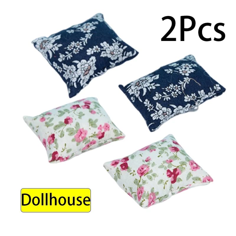 2 pieces cute flower shaped pillows for sofa bed for doll house 1/12 miniature furniture for doll house toys