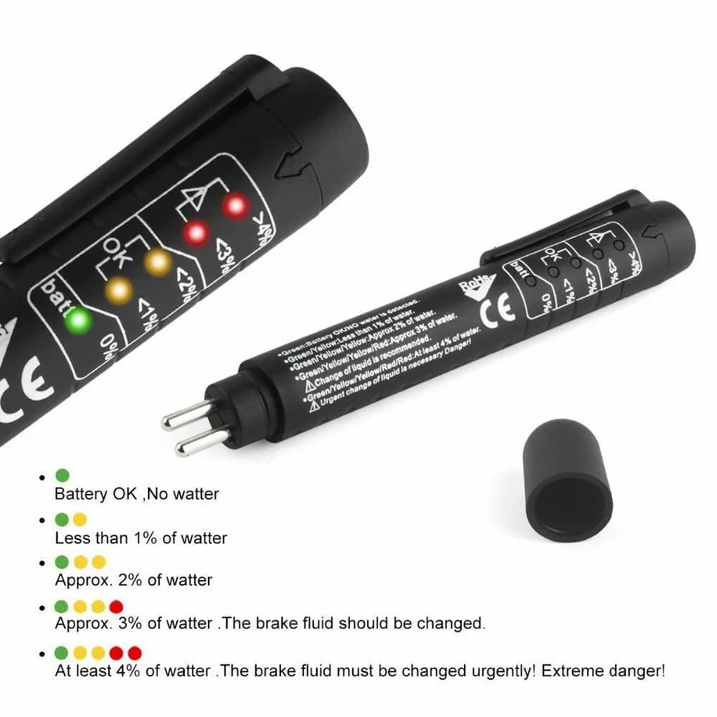Tester per liquido freni auto con display a 5 LED per DOT3 DOT4 DOT5, penna tester per umidità olio freni, accessorio auto