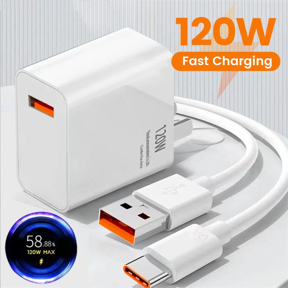 Caricatore USB GaN da 120 W Ricarica rapida QC3.0 Cavo USB C tipo C Adattatore per caricabatterie per telefono cellulare per iPhone Samsung Xiaomi Ricarica rapida