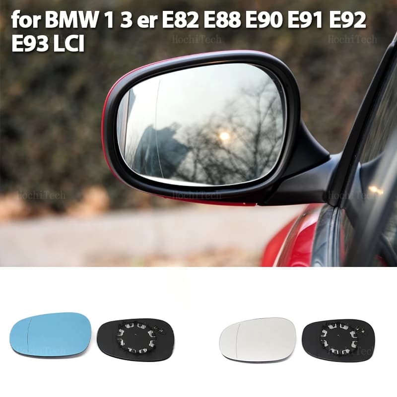 Specchietto laterale sinistro e destro Vetro retrovisore blu retrovisore esterno grandangolare per BMW Serie 1 Serie 3 E82 E88 E90 E91 E92 E93 LCI