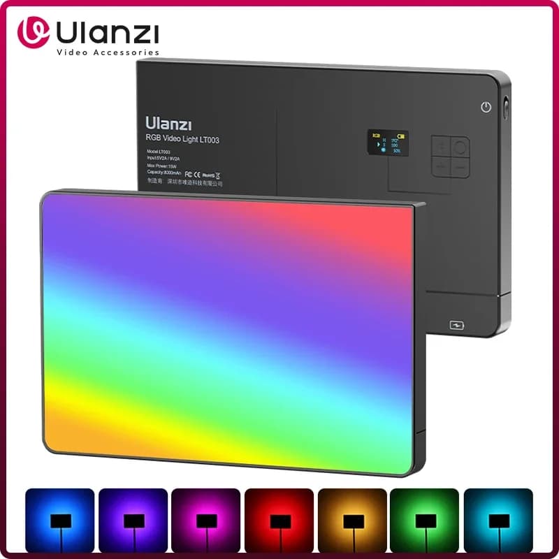 Ulanzi LT003 Luce video RGB Luce di pannello a colori 8000mAh Dimmerabile 2500-9000K CRI 95+ Lampada da studio fotografico 266 Perline Livestream