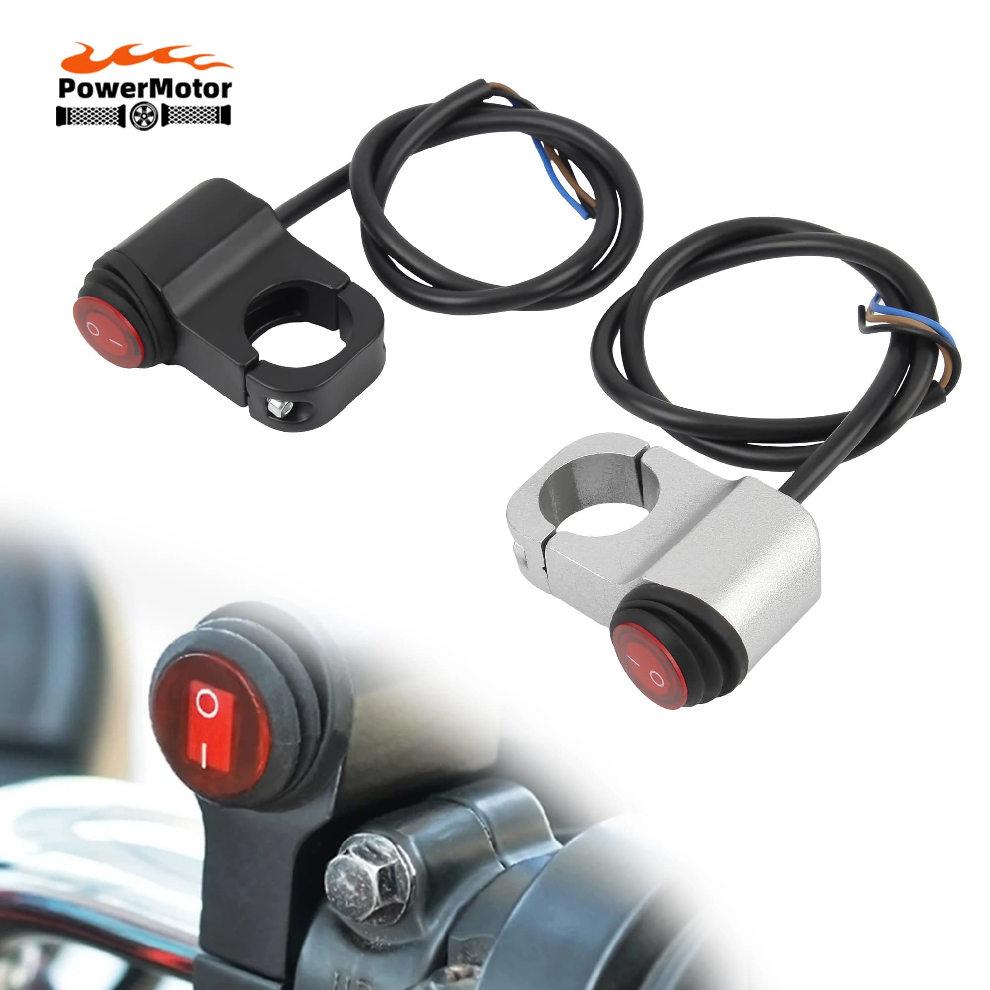 Universale 12V Manubrio Del Motociclo Faro Interruttore ON/OFF Scooter ATV Dirt Bike Motocross 2-Wire Luce Rossa Interruttori Impermeabili