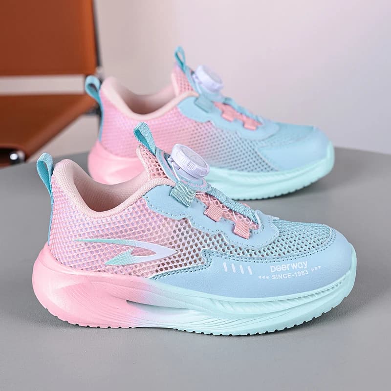 A pair of children's casual sports shoes streamline mesh rotary buckle stylish upper for leisure outdoor running DEH-D9959
