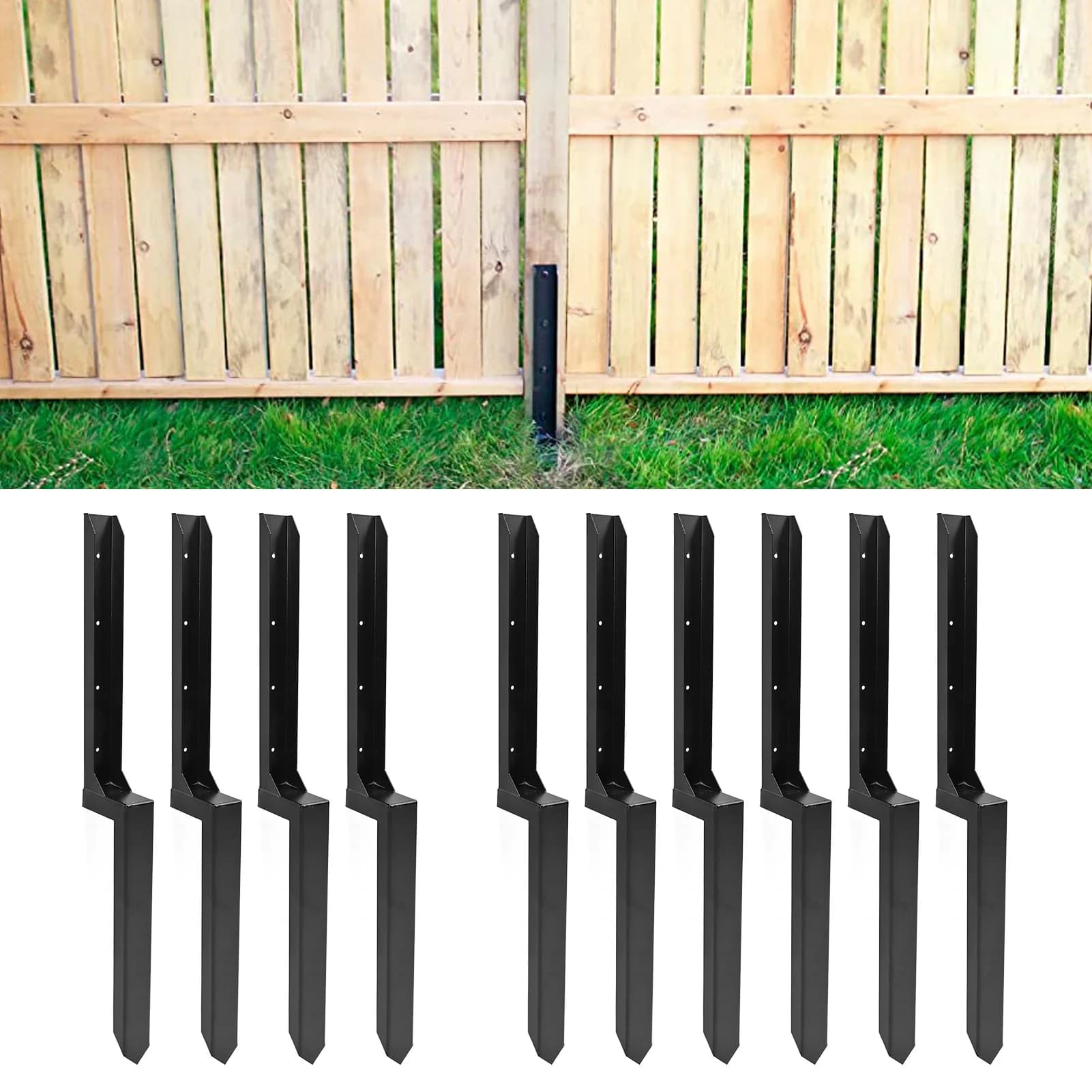 Kit di pali per recinzione in acciaio Punta di terra per palo in acciaio resistente per la riparazione di recinzioni in legno rotto inclinate