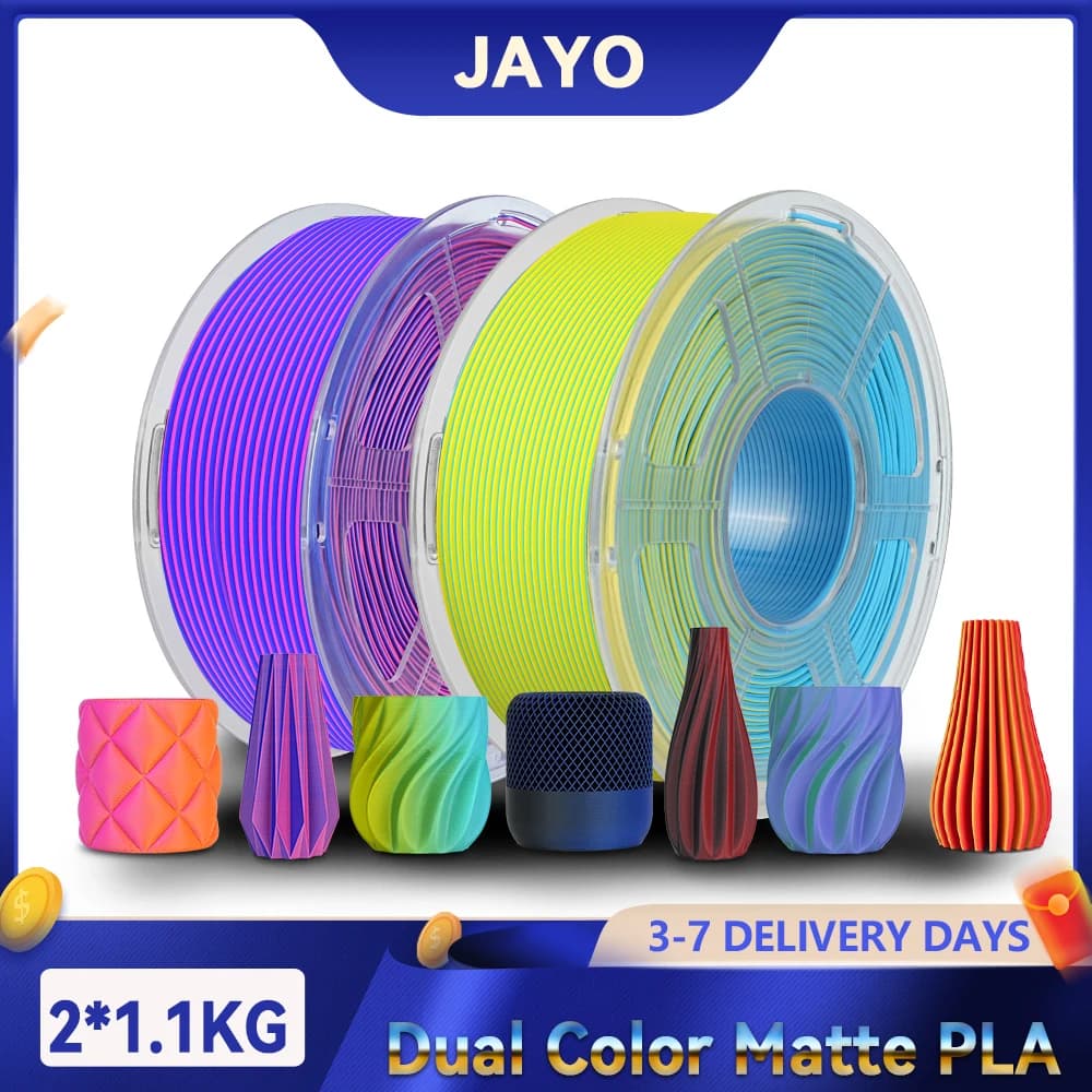 Filamento per stampante 3D PLA opaca bicolore JAYO 3D Filamento PLA a ferita ordinata da 1,75 mm con finitura opaca Stampa per stampante 3D FDM al 99%