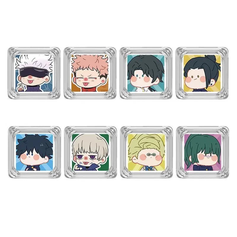 Jujutsu Kaisen chibi cartoon cross-axis cube mechanical keyboard keys, wear-resistant transparent keycaps, PC material