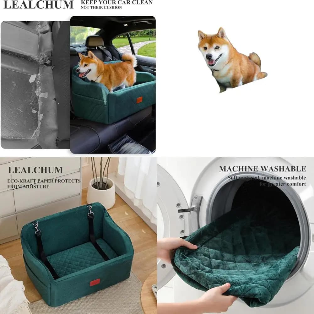 Grande Sedile Auto Rimovibile e Lavabile per Animali Domestici con 2 Guinzagli di Sicurezza per Cani Medi/Grandi, Facile da Installare e Pulire, Verde