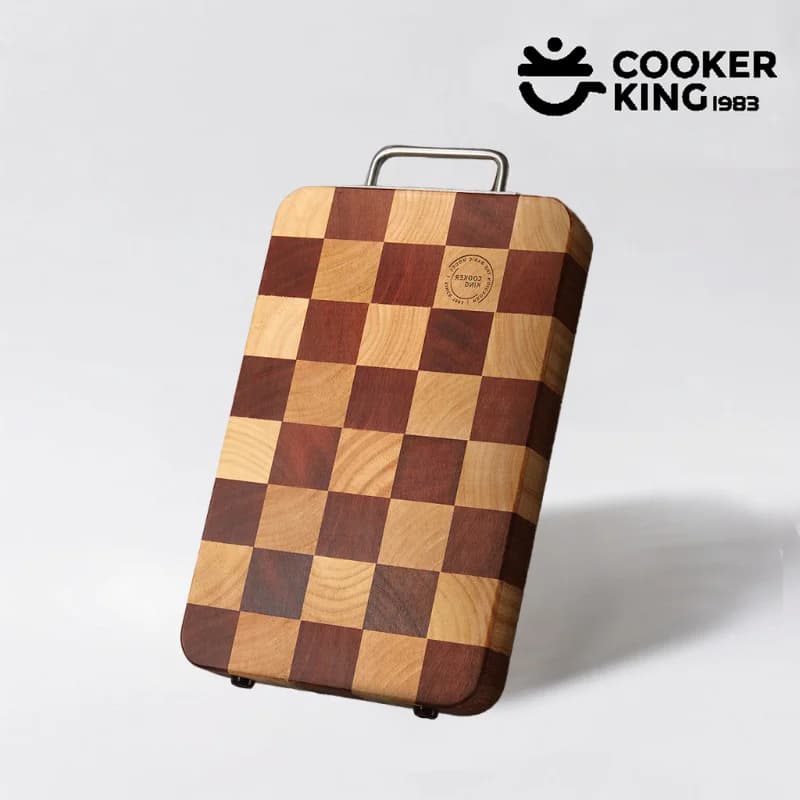 COOKER KING Square chessboard cutter in 3 sizes Ebony + Rubber wood Wear resistant cutter Size family size