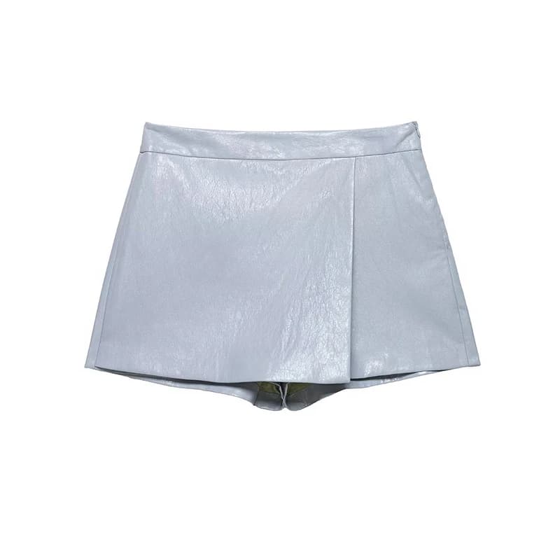 YENKYE Gonna-pantaloncino in ecopelle da donna, gonna-pantaloncino tinta unita a vita alta alla moda
